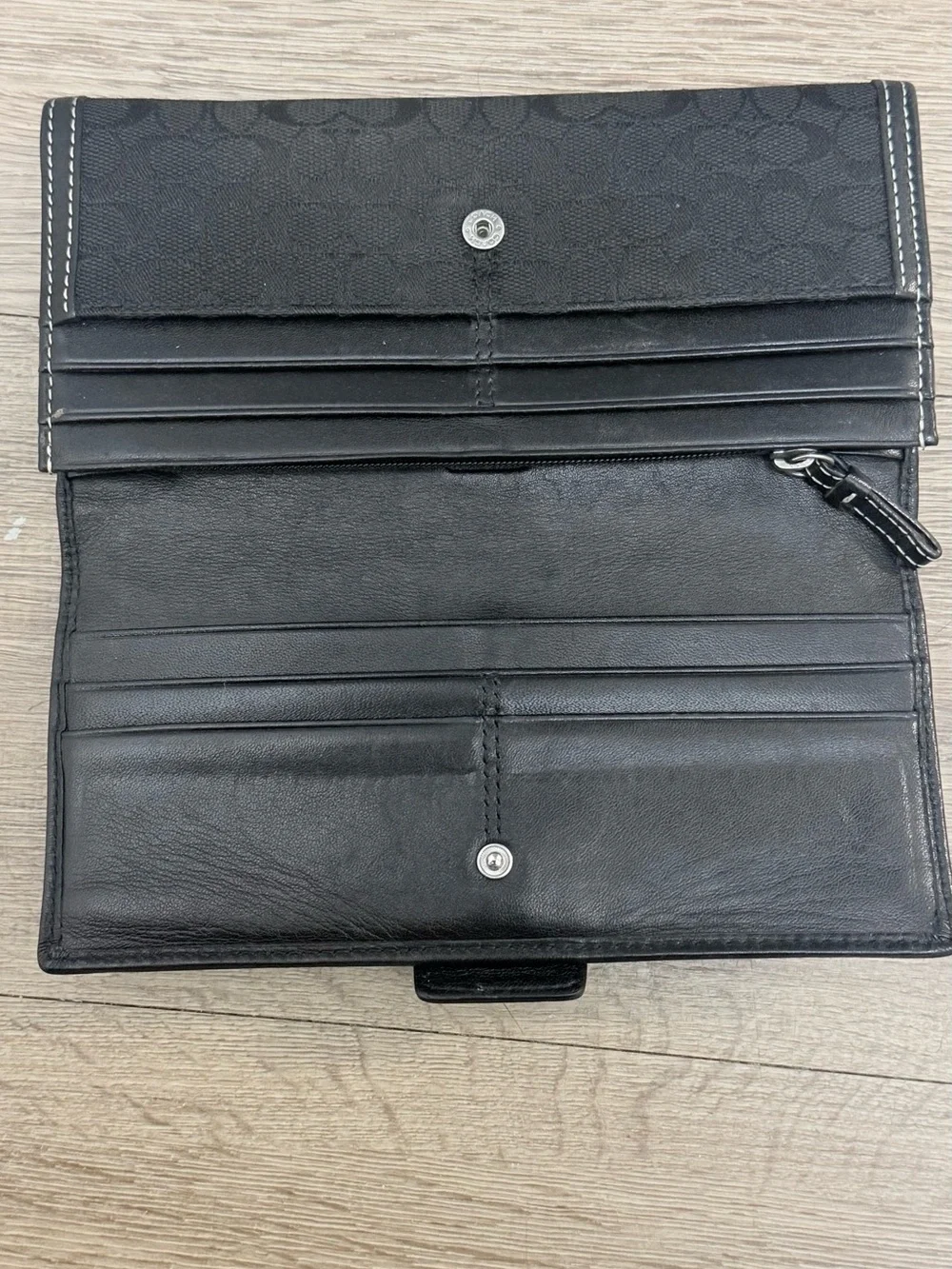 Y2K Coach Black Signature Canvas Wallet with Silver-Tone Buckle